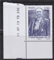 = Gaston Doumergue, Portrait, 0.58€ Neuf Gommé, Coin De Feuille Avec Date 11.07.13 TD 202 N°4793 - 2010-2019