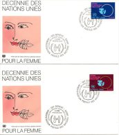ONU GENEVE. N°89-90 Sur 2 Enveloppes 1er Jour (FDC´s) De 1980. Décennie De La Femme. - FDC