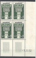1952 Ma N° 318 Nf** . (bloc Daté) . Solidarité 1951. Chapiteau époque Saadienne. - Unused Stamps