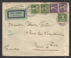 SUEDE 1933 Usages Courants Obl. S/Lettre Entiére Par Avion Pour Paris - Briefe U. Dokumente