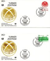 ONU GENEVE. N°127-8 Sur 2 Enveloppes 1er Jour (FDC´s) De 1985. Pavillon U-Thant/Centre De Turin. - FDC