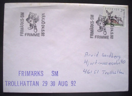 Sweden 1992 Cover To Trollhattan - Deer - Capreolus - Stamp Special Cancel - Brieven En Documenten