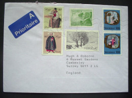 Sweden 1992 Cover To England - Nobel - Traditional Costumes - Storia Postale