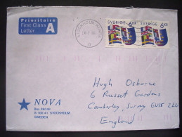 Sweden 1995 Cover To England - Flags - Swedish Membership In European Union - Briefe U. Dokumente