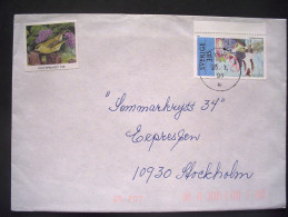 Sweden 1996 Cover To Stockholm - Summer Landscape - People On Beach - Bird Label - Brieven En Documenten