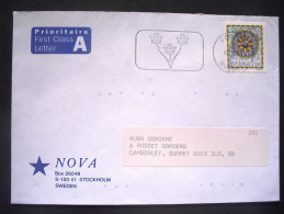 Sweden 1997 Cover To England - Compass Rose In Map Atlas - Crowns Cancel - Lettres & Documents
