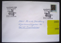 Sweden 2000 Cover To Trollhattan - Arms - Lion - Flying Dog Cancel Plane - Storia Postale