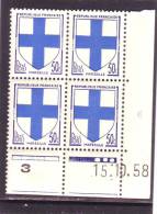 N° 1180 - 50c Blason De MARSEILLE - A De A+B - Tirage Du 13.10.58 Au 20.10.58 - 15.10.1958 - - 1950-1959