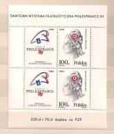 POLAND 1989 WORLD STAMP EXHIBITION 'PHILEXFRANCE', BICENTENARY OF FRENCH REVOLUTION MS MNH - Blocks & Sheetlets & Panes