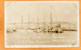 Port Au Prince Wharf USS North Dakota March 1922 Real Photo Postcard - Haïti