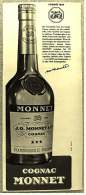 Reklame Werbeanzeige Von 1965  -  J.G. Monnet Cognac  -  Von 1965 - Alcools