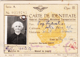 RAILWAY COMPANY IDENTITY CARD, 1952, ROMANIA - Autres & Non Classés