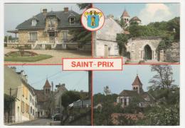 CP MULTIVUES ST SAINT PRIX, LA MAIRIE, LA FONTAINE, LA RUE DE RUBELLE, L´EGLISE, VAL D´OISE 95 - Saint-Prix