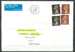 GREAT BRITAIN England Air Mail Cover To Estland Estonia Estonie 2013 With Queen Elizabeth II Stamp Etc - Covers & Documents