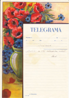 TELEGRAM FORM, POPPIES, FLOWERS, ROMANIA - Telegraaf