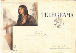 TELEGRAM FORM WITH ENVELOPE, WOMAN PRAYING, CROSS, 1940, ROMANIA - Télégraphes