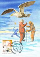 ANTARCTIK EXPLORINGS, SLEDGE DOGS, SEAGULLS, CM, MAXICARD, CARTES MAXIMUM, 1987, HUNGARY - Esploratori