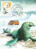 ANTARCTIK EXPLORINGS, SEA ELEPHANT, VEHICLE, CM, MAXICARD, CARTES MAXIMUM, 1987, HUNGARY - Esploratori