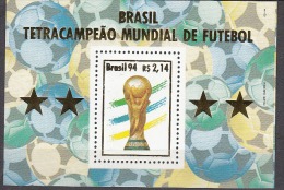 BRAZIL, 1994, World Cup Football, Soccer, Miniature Sheet, MNH, (**) - 1994 – Vereinigte Staaten