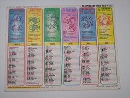 1985 CALENDRIER (double) ALMANACH DES PTT P T T, SIGNES ASTROLOGIQUES, ALMANACHS JEAN LAVIGNE, ARDENNES 08 - Formato Grande : 1981-90