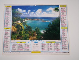 1989 CALENDRIER (double) ALMANACH, LA POSTE, SOIR D'ETE SUR LA PLAGE, PLAGE DES ILES, ALMANACHS LAVIGNE, ARDENNES 08 - Formato Grande : 1981-90