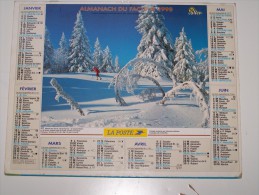 1998 CALENDRIER (double) ALMANACH DU FACTEUR, LA POSTE, VILLENEUVE D´ENTRAUNES, MASSIF ARAVIS, OLLER, VAR 83 - Tamaño Grande : 1991-00