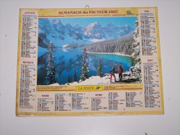 1997 CALENDRIER (double) ALMANACH DU FACTEUR, LA POSTE, WETTERHORN, SUISSE, LAC MORAINE CANADA, OLLER, VAR 83 - Big : 1991-00