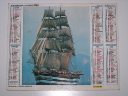 1991 CALENDRIER (double) ALMANACH DU FACTEUR, LA POSTE, L´AMERIGO VESPUCCI, ALMANACHS J. CARTIER - BRESSON, VAR 83 - Big : 1991-00