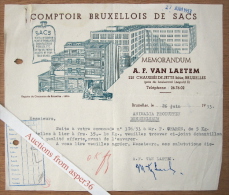 Comptoir Bruxellois De Sacs, A. F. Van Laetem, Chaussée De Jette, Bruxelles 1953 - 1950 - ...