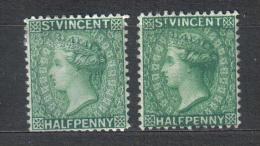 SS2556 - ST. VINCENT , Yvert N. 32 : 2 Valori Fil Normale + Reversed * Mint - St.Vincent (...-1979)