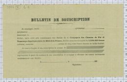 Bulletin De Souscription à La Cie Des Chemins De Fer Et Tramways Du Midi De La France, Dpt 31 - Verkehr & Transport
