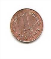 LATVIA  1 Santims,1938 Coin  XF - Letonia