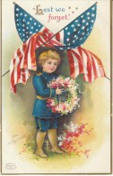 Clapsaddle Artist Signed, Memorial Day Child Flag Uniform, C1900s/10s Vintage Embossed Postcard - Clapsaddle