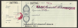 Mozambique Portugal Fiscal Cheque Bancaire BNU Tete Surchargé Independence Stamped Revenue Bank Check Overprinted - Lettres & Documents