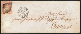 LETTRE OBLITERE .25.9.1856. GRILLE + ZÜRICH & SOLOTHURN C/.S.B.K. Nr:24F. PAPIER MINCE FIL DE SOIE VERT . - Briefe U. Dokumente