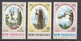 NEW HEBRIDES, 1969, The Penticost Island Land Divers, Set 3 V,   MNH, (**) - Neufs