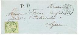 SUR FRAGMENT OBLITERE .20.11.1858. PAYERNE & LYON C/.S.B.K. Nr:26G. Y&TELLIER Nr:30. MICHEL Nr:17IIBym. - Covers & Documents
