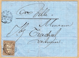 LETTRE OBLITERE .13.11.1861. CHAUX-DE-FONDS C/.S.B.K. Nr:22G. Y&TELLIER Nr:26. MICHEL Nr:13IIBym. - Storia Postale