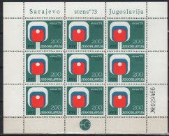 Yugoslavia 1973. Table Tennis Complete Sheet MNH (**) - Neufs