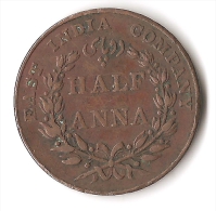 INDE  1/2 ANNA   1835 - Inde