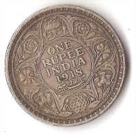 INDE  1  RUPEE    1918   ARGENT - Indien