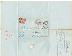 1867 . LETTRE .GENEVE . Pour . PARIS . - Covers & Documents