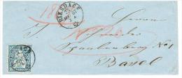 1867.LETTRE . RIESBAC . Pour .BASEL . - Covers & Documents