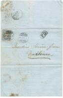 LETTRE OBLITERE 27.2.1869. LAUSANNE . Pour . NARBONNE . 28.2.1869. C/.S.B.K. Nr:41. PAPIER BLANC . - Covers & Documents