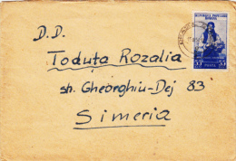 ROMANIAN PEASANT WOMAN, FOLKLORE COSTUME, STAMP ON COVER, 1954, ROMANIA - Lettres & Documents