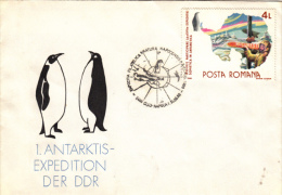 EXPLORERS, PENGUINS, SPECIAL COVER, 1980, ROMANIA - Esploratori