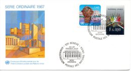 ONU GENEVE. N°152-3 Sur Enveloppe 1er Jour (FDC) De 1987. Série Courante. - FDC