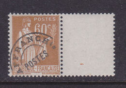 FRANCE N° PREO 72 60C BISTRE TYPE PAIX  SURCHARGE EN BAS  NEUF SANS CHARNIERE - Unused Stamps