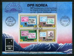 Korea, North [Block] Northpole Flight Of The German Airship LZ-127 "GRAF ZEPPELIN" 1980 Mi 2047-2050 - Evenementen & Herdenkingen