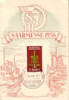 Carte  Maximum  1er Jour  SARRE   Foire   Internationale   SAARBRÜCKEN    1956 - Maximum Cards